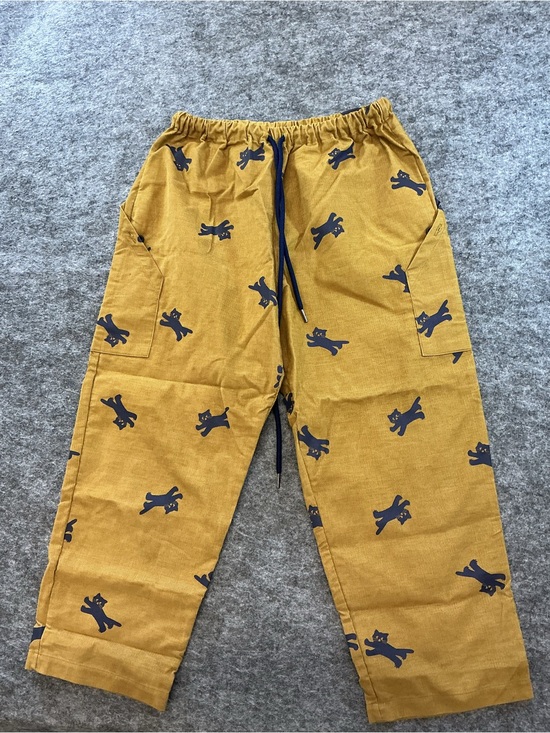 Sou Sou Pants - Sou Sou Japanese Mustard Yellow Cat Print Pajama Pants Size M